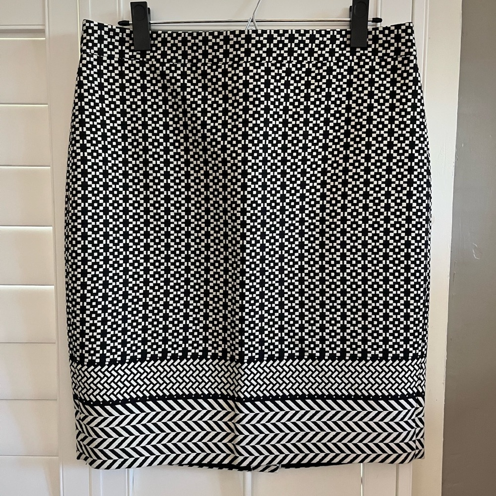 JCrew Patterned Black & White Skirt, NWT